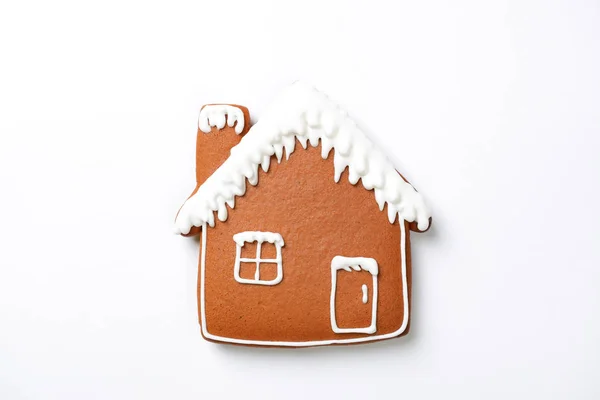 The hand-made eatable gingerbread house on white background — Stock Photo, Image