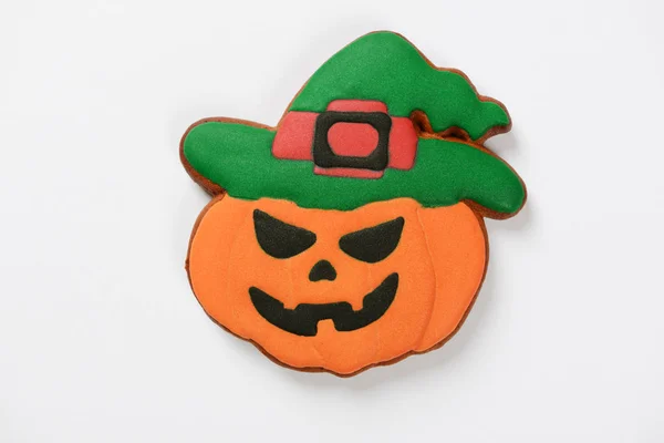 The hand-made eatable Halloween pumpkin on white background — Stock Photo, Image