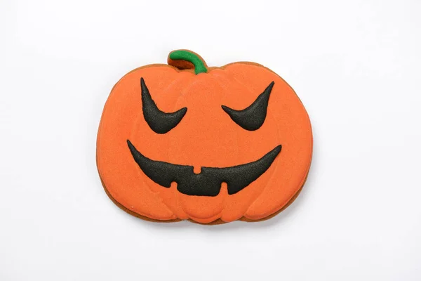 The hand-made eatable Halloween pumpkin on white background — Stock Photo, Image