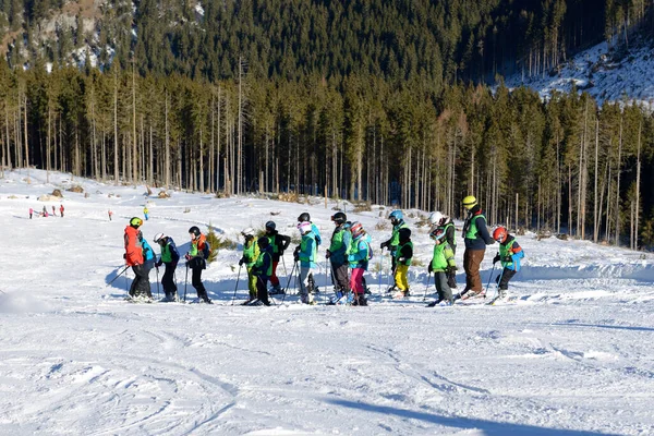 Jasna Slovacchia Gennaio Allenamento Scolastico Degli Sciatori Pendenza Jasna Low — Foto Stock