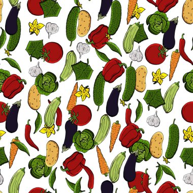 Sebzelerin çizim vektör sorunsuz retro. Web sayfası için arka plan, dolgular çizimler, duvar kağıtları-ebilmek var olmak kullanılmış, dokular yüzey.
