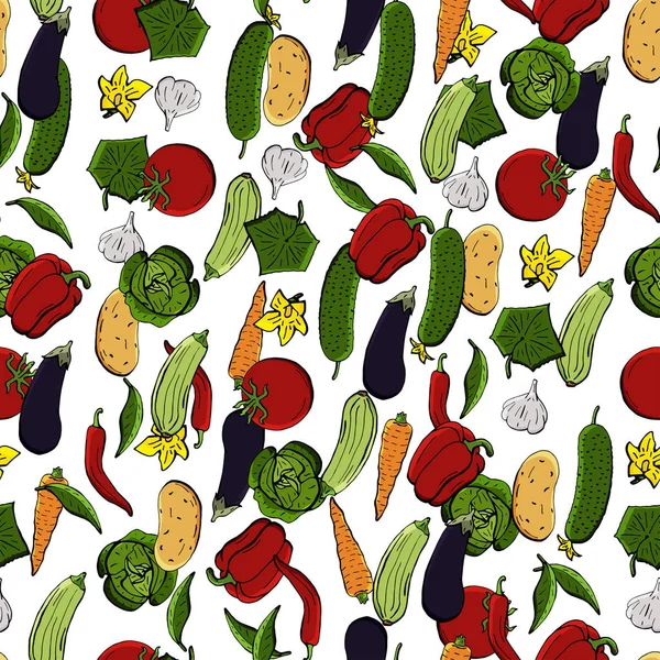 矢量无缝的蔬菜复古画。可用于网页背景, 填充图纸, 墙纸, 表面纹理. — 图库矢量图片