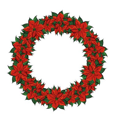 Noel kartı, kırmızı çiçekler Atatürk çiçeği, holly çelenk ile bir başlık bırakır.