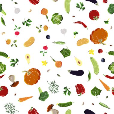 Vektör seamless modeli sebzelerin çizim retro. Web sayfası için arka plan, dolgular çizimler, duvar kağıtları-ebilmek var olmak kullanılmış, dokular yüzey.