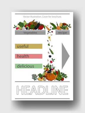 Sebze vektör Illustration. Kapak şablonu için broşürler, posterler, afişler, kartpostallar.