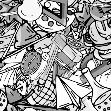 Vektör seamless modeli farklı okul nesneleri çizim retro. Okul için tema. Bir web sayfası, dolgular çizimler, duvar kağıtları, yüzey dokuları arka planı için kullanılan.