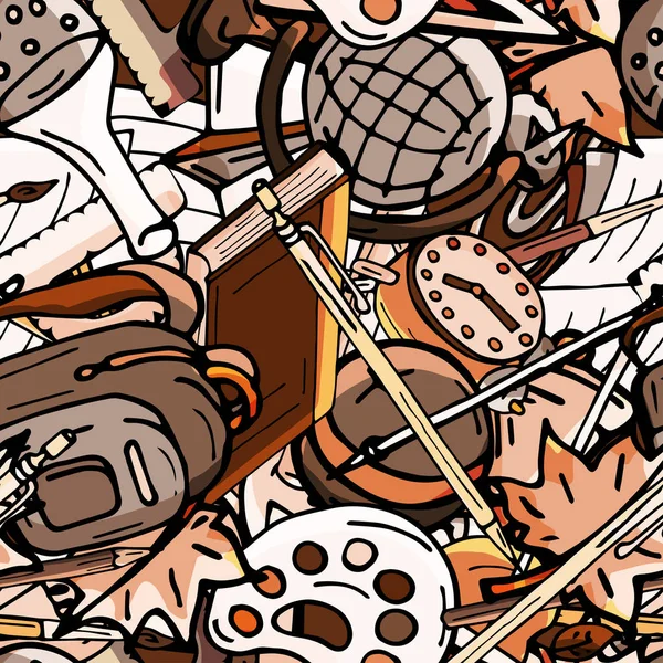 Vektör seamless modeli farklı okul nesneleri çizim retro. Okul için tema. Bir web sayfası, dolgular çizimler, duvar kağıtları, yüzey dokuları arka planı için kullanılan.