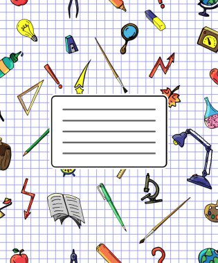 Vektör desen çizim farklı okul nesneleri retro. Okul için tema. Dizüstü bilgisayarlar, albüm, bir web sayfası, dolgular çizimler, duvar kağıtları, yüzey dokuları arka planı için kullanılabilir.