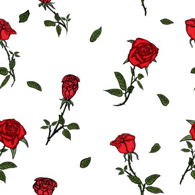 Vektör Dikişsiz retro desen, çiçek gül. Web sayfası arka planı, desen dolgularını, duvar kağıdı, yüzey dokuları için kullanılabilir.