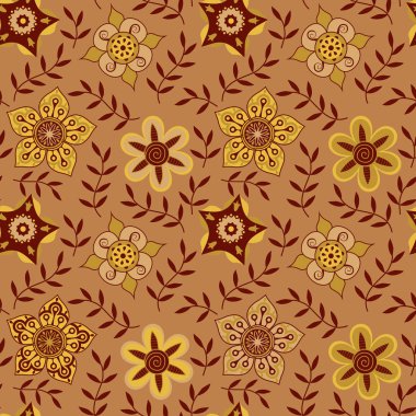 Vektör çiçek seamless modeli. Handdrawn botanik zemin