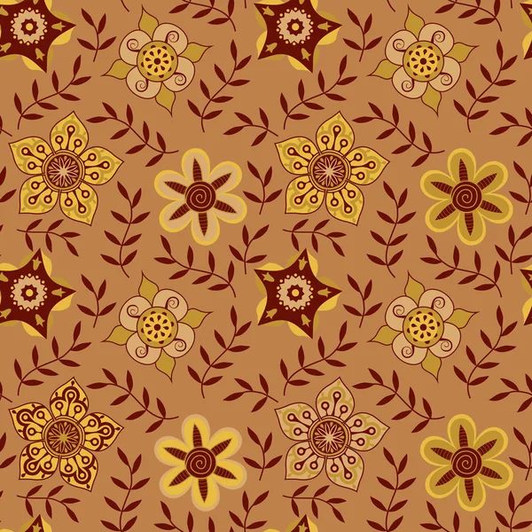 ベクター花柄シームレス パターン。手描き植物の背景 — ストックベクタ