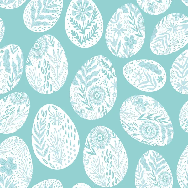 Nahtlose Eier Muster auf dem Osterthema. Grafisches Vektormuster mit festlichen Eiern im Volksstil. — Stockvektor