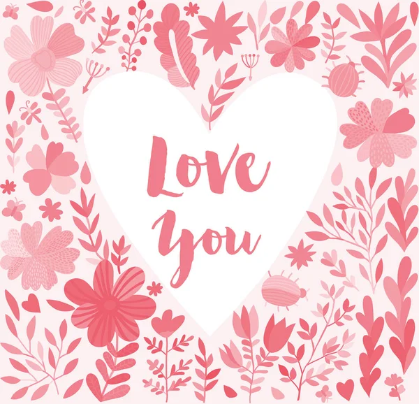 Pintado a mano acuarela corazón marco fondo con flores. perfecto para tarjetas de felicitación del día de San Valentín. Acuarela dibujada a mano romántico corazón. Banner floral . — Vector de stock