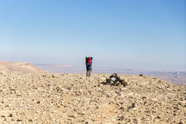 Blick Auf Die Ramon Kraterwüste Von Südisrael Beim Wandern — Stockfoto