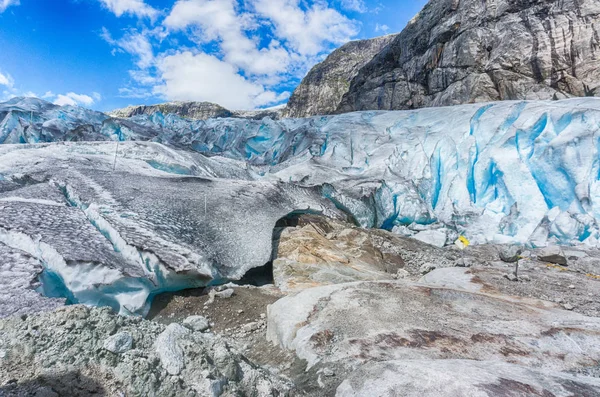 Glacier in good weather in Norway travel of summer tourism