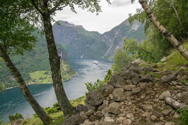 Voda Nebe Cestovním Ruchu Fjord Geirangerfjord — Stock fotografie