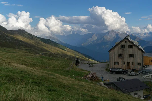 Rest in hutte of Austrian alpine trail in Tyrol