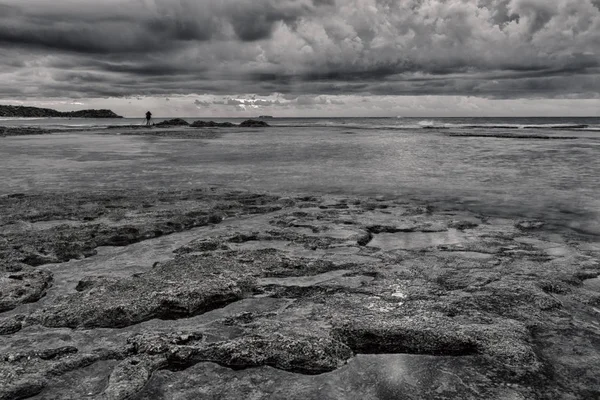 Nuages Vagues Dramatiques Vent Fort Avec Coucher Soleil — Photo