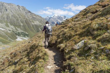 Tyrol yaz Alps manzarada trekking