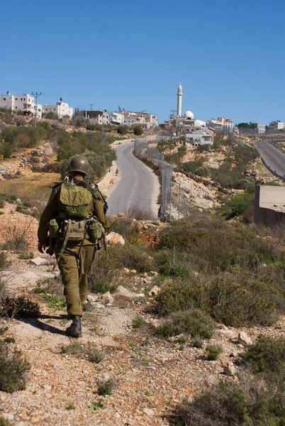 Israeli Soldier Patrol West Bank Fight Terrorist — Stock Photo, Image