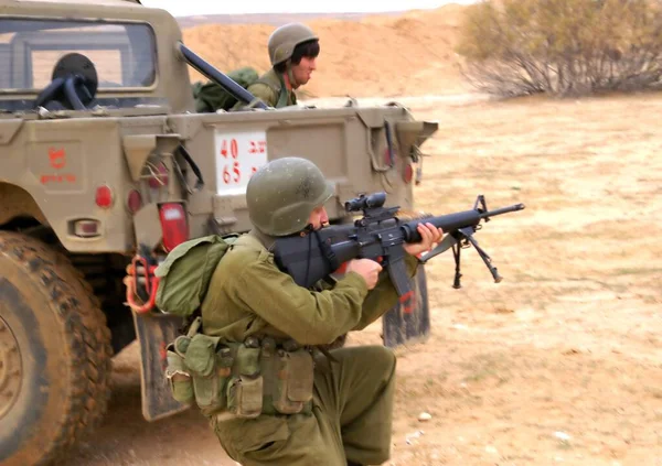Ataque Soldados Israelitas Campo Batalha Oriente Médio — Fotografia de Stock
