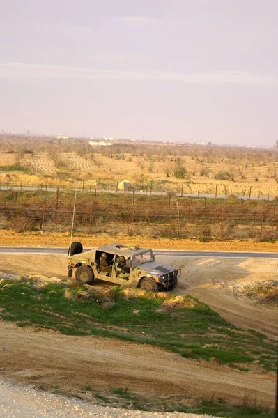 Jeep Patrulla Del Ejército Israel Cerca Frontera Gaza — Foto de Stock