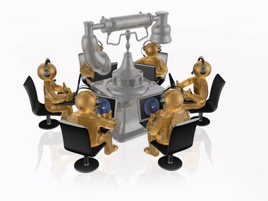 Dizüstü bilgisayarlar ve beyaz arka plan, 3d çizim telefonla mans.