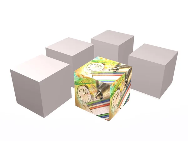 Cubes Avec Des Images Sur Fond Blanc Illustration — Photo
