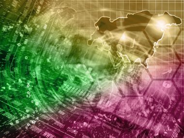 Arka dijital plan - basamak ve harita, tonda.