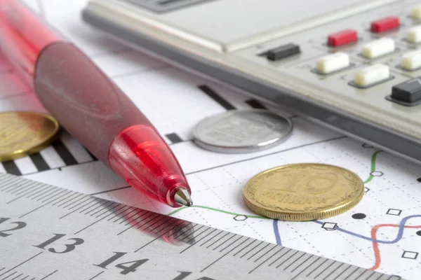 Financial Background Money Calculator Graph Pen — Stock Photo, Image