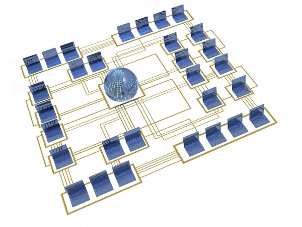Mavi Dizüstü Bilgisayarlar Elektronik Düzeni Illüstrasyon Küre — Stok fotoğraf