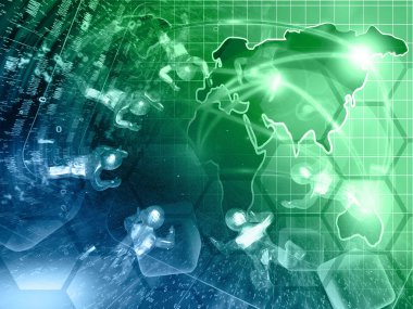 Dijital arka plan - basamak, harita ve mans, tonda.