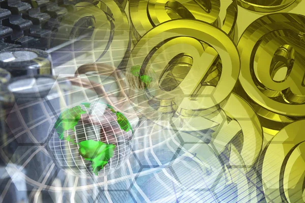 İletişim arka plan - küre ve posta işaretleri.