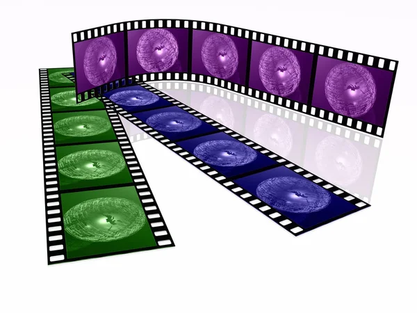 Film Rollen Met Kleurenfoto Mededeling Een Witte Achtergrond Illustratie — Stockfoto