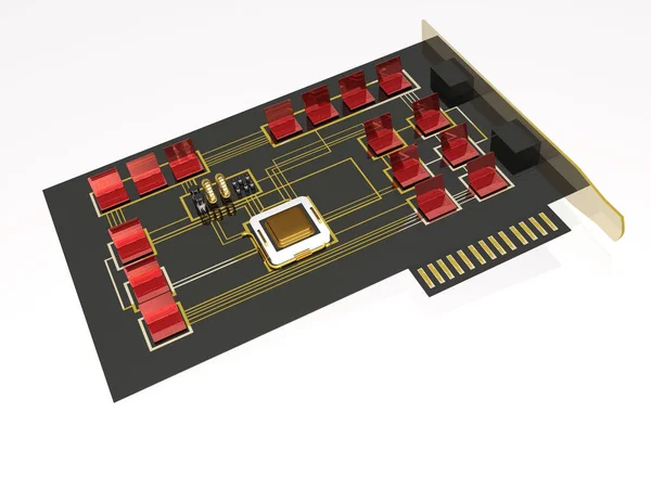 Färg Hem Och Processor Elektroniska Ombord Illustration — Stockfoto