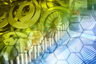 Posta işaretleri ve binalar - soyut bilgisayar arka plan.