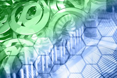 Posta işaretleri ve binalar - soyut bilgisayar arka plan, tonda.