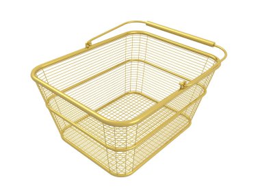 Alışveriş sepeti beyaz arka planda, 3d çizim.