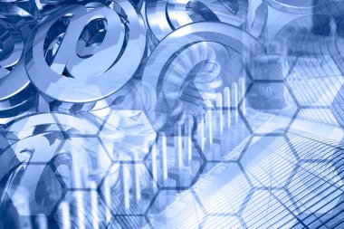 Posta işaretleri ve binalar - soyut bilgisayar arka plan.