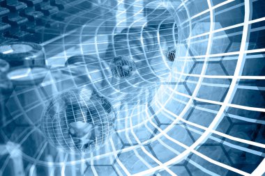 iletişim arka plan - küreler tünel içinde.