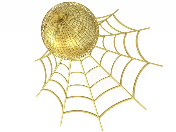 Network Cobweb Globe White Background Illustration — Stock Photo, Image