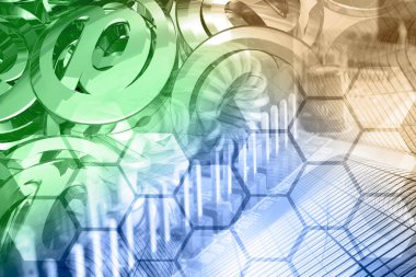 Posta işaretleri ve binalar - soyut bilgisayar arka plan.