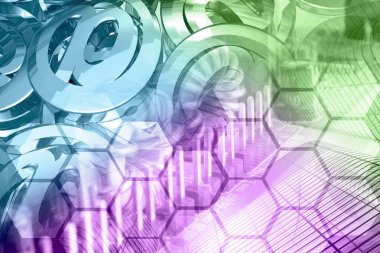 Posta işaretleri ve binalar - soyut bilgisayar arka plan.