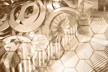 Posta işaretleri ve binalar - soyut bilgisayar arka plan.