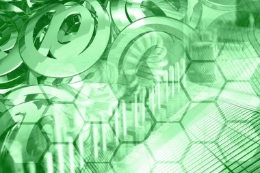 Posta işaretleri ve binalar - soyut bilgisayar arka plan.