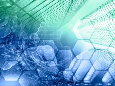 Bilgisayar arka plan harita, eller ve basamaklı.