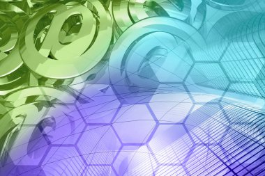 Posta işaretleri ve binalar - soyut bilgisayar arka plan.