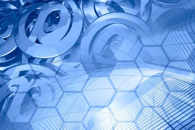 Posta işaretleri ve binalar - soyut bilgisayar arka plan.