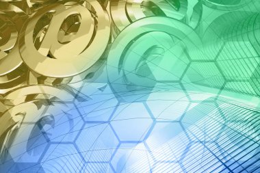 Posta işaretleri ve binalar - soyut bilgisayar arka plan.