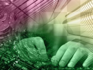 Arka dijital plan - eller, rakam ve klavye.